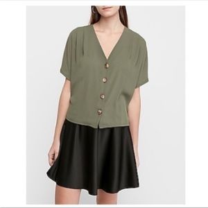 Express Forest Green Button Front Dolman Top M